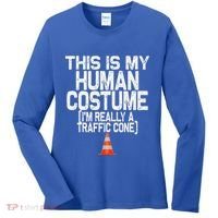 This Is My Human Costume Im Really A Traffic Cone Halloween Women's Long Sleeve Shirt thumb 0