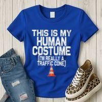 This Is My Human Costume Im Really A Traffic Cone Halloween Women's T-Shirt thumb 3