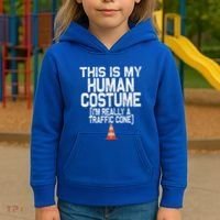 This Is My Human Costume Im Really A Traffic Cone Halloween Kids Hoodie thumb 3