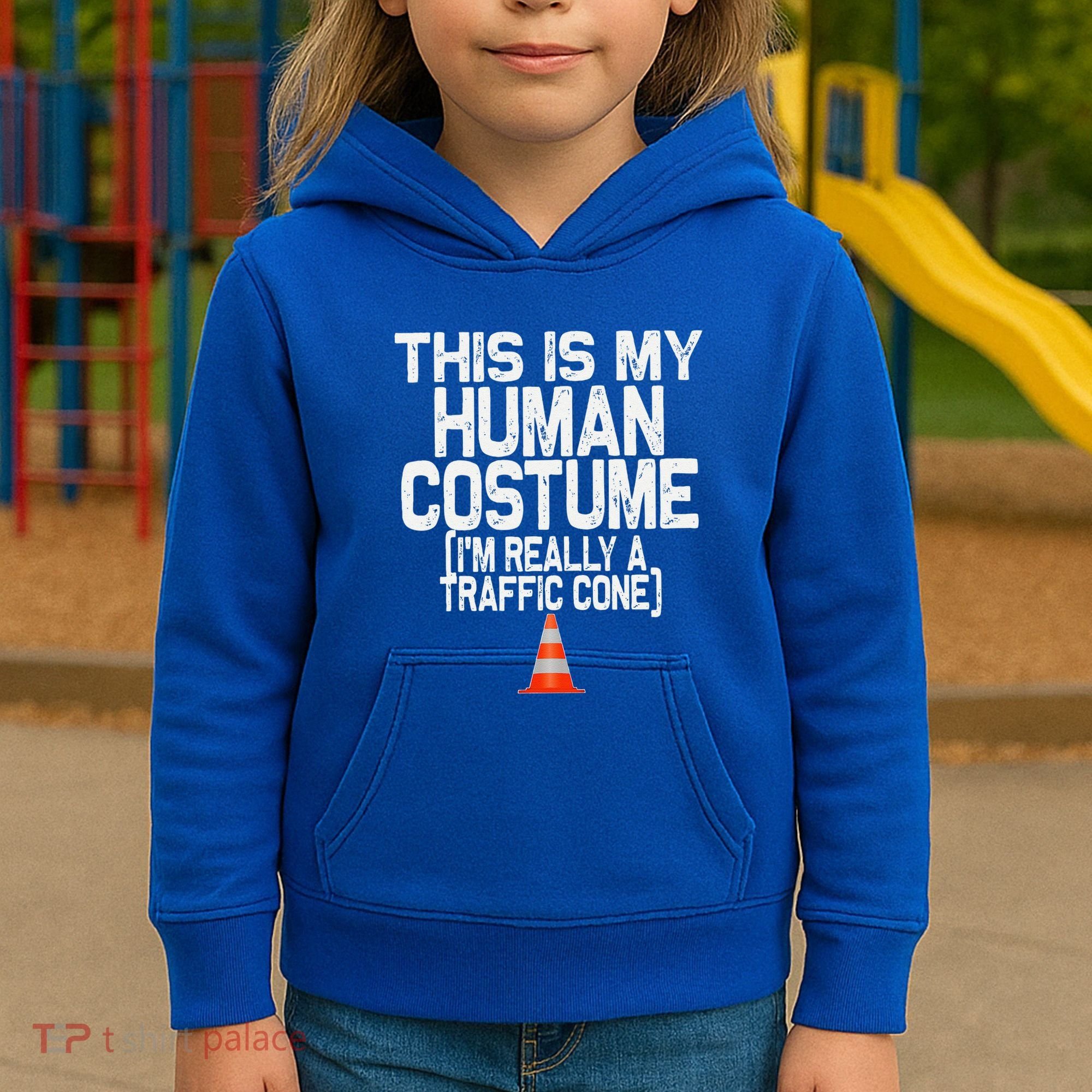 This Is My Human Costume Im Really A Traffic Cone Halloween Kids Hoodie