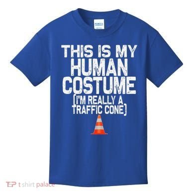 This Is My Human Costume Im Really A Traffic Cone Halloween Kids T-Shirt