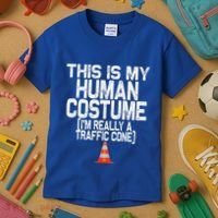 This Is My Human Costume Im Really A Traffic Cone Halloween Kids T-Shirt thumb 3