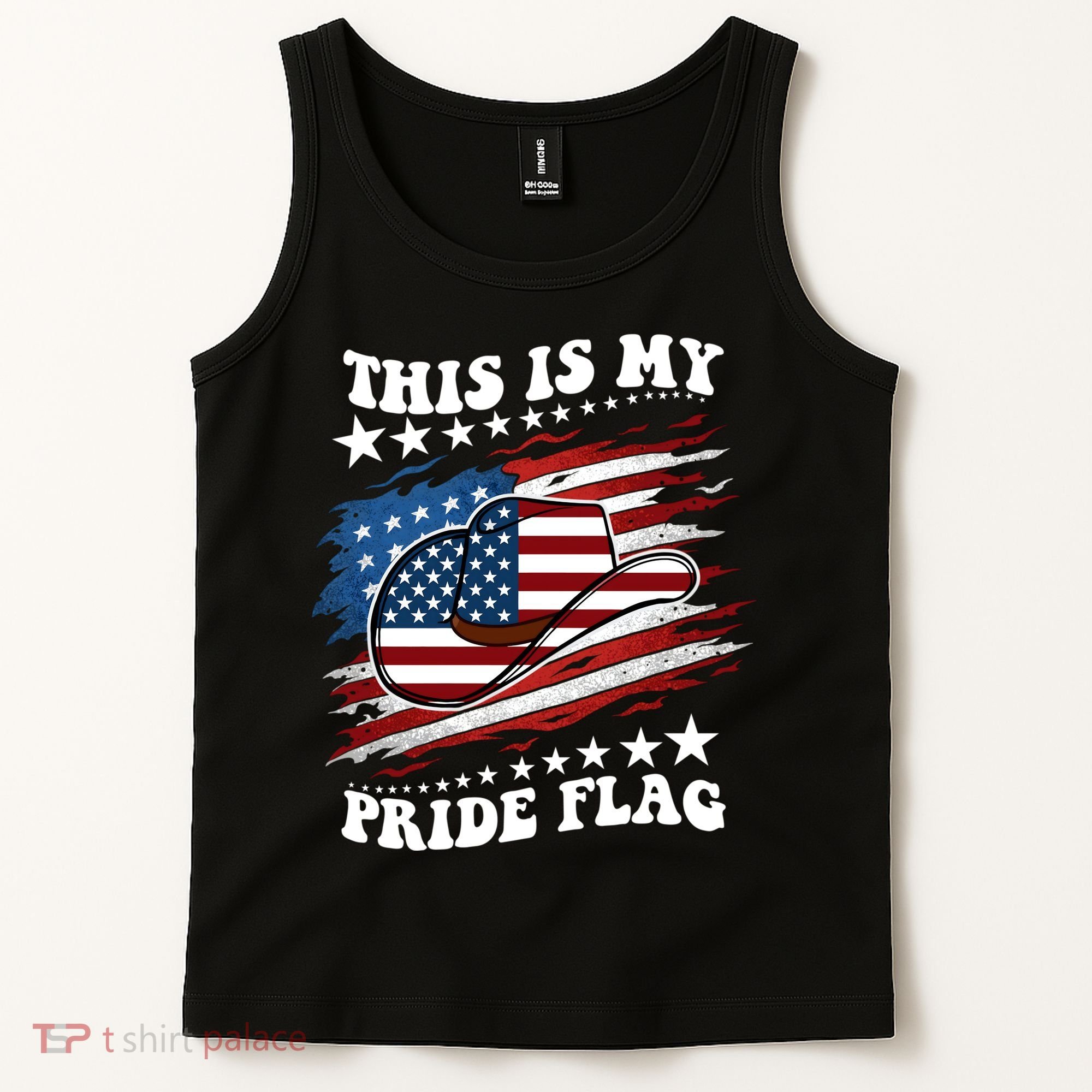 This Is My Pride Flag Usa American 4th Of July Cowboy Hat Tank Top