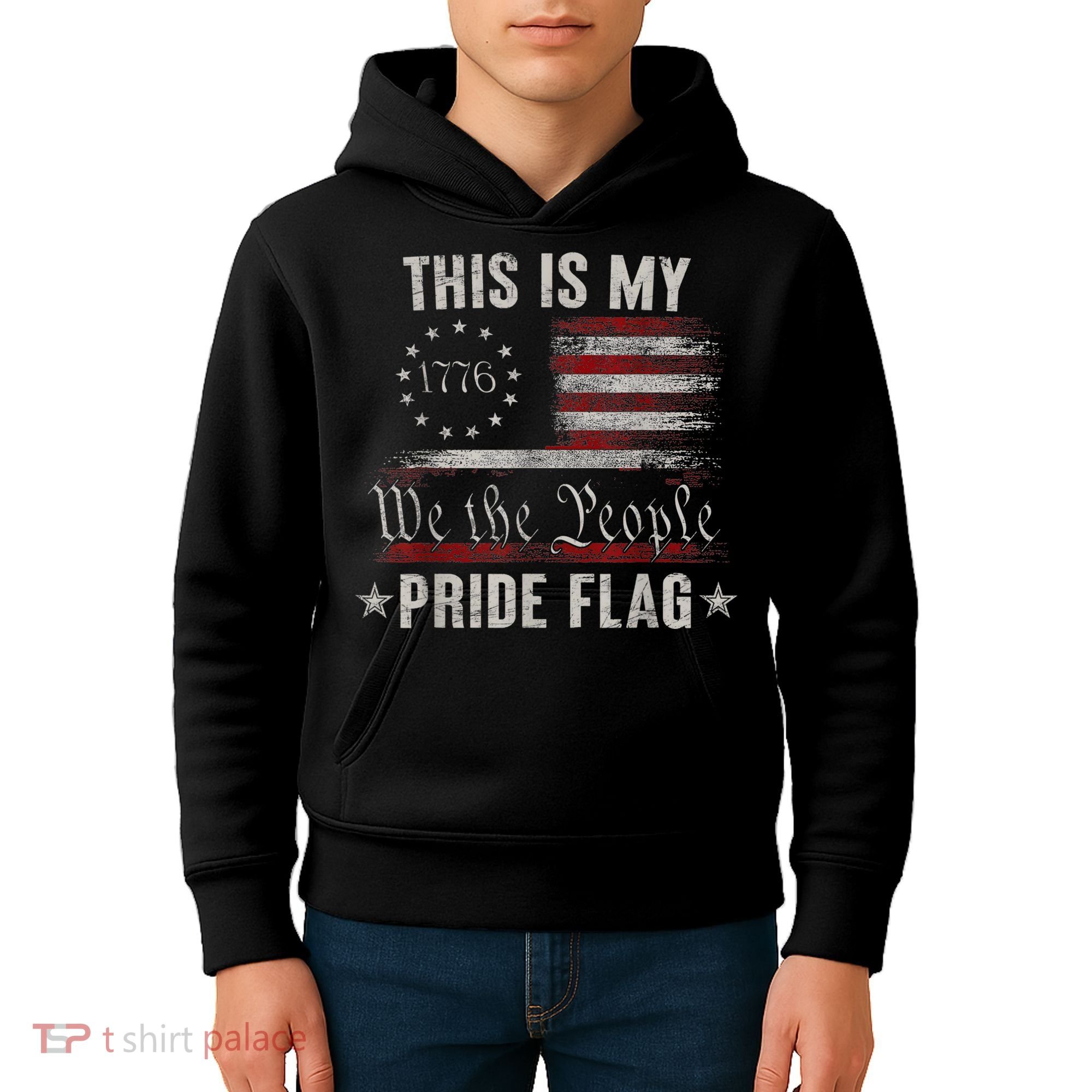 This Is My Pride Flag 1776 American 4th Of July Patriotic Kids Hoodie