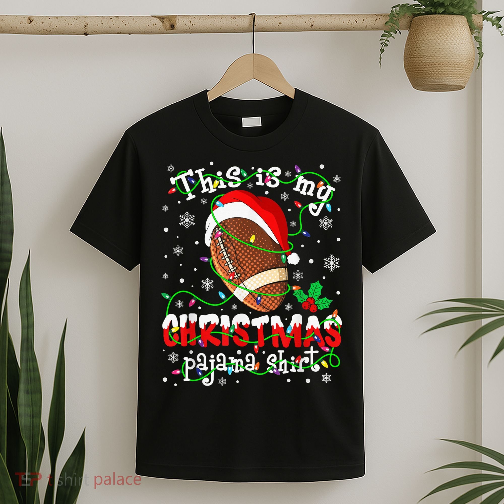 This Is My Christmas Pajama Football lovers Xmas Lights T-Shirt