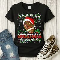 This Is My Christmas Pajama Football lovers Xmas Lights Women's T-Shirt thumb 3