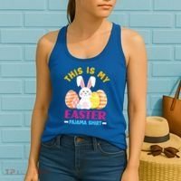 This Is My Easter Pajama Funny Gift Cute Easter Bunny Easter Eggs Gift Women's Tank Top thumb 2