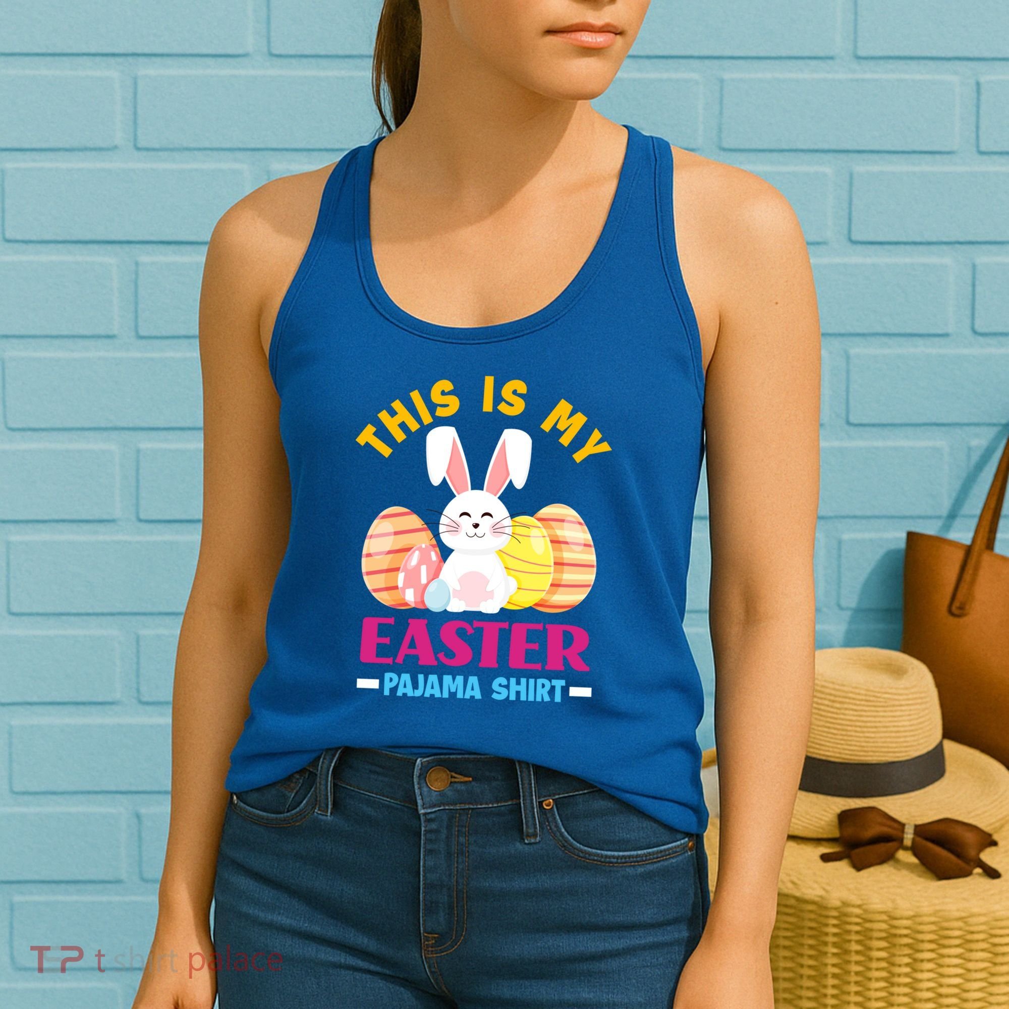 This Is My Easter Pajama Funny Gift Cute Easter Bunny Easter Eggs Gift Women's Tank Top