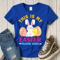 This Is My Easter Pajama Funny Gift Cute Easter Bunny Easter Eggs Gift Women's T-Shirt thumb 3