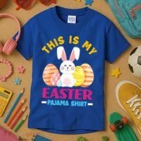 This Is My Easter Pajama Funny Gift Cute Easter Bunny Easter Eggs Gift Kids T-Shirt thumb 3