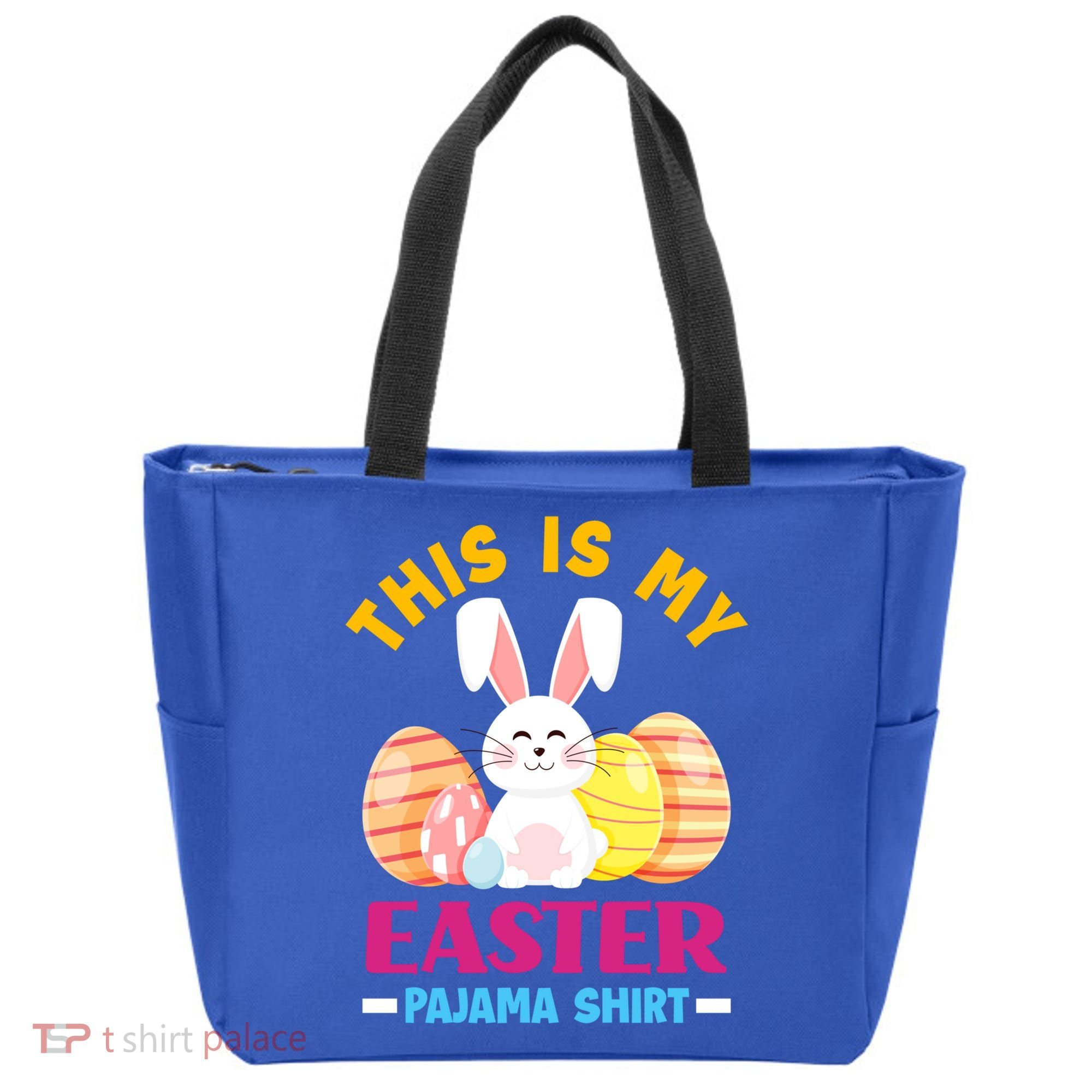 This Is My Easter Pajama Funny Gift Cute Easter Bunny Easter Eggs Gift Tote Bag