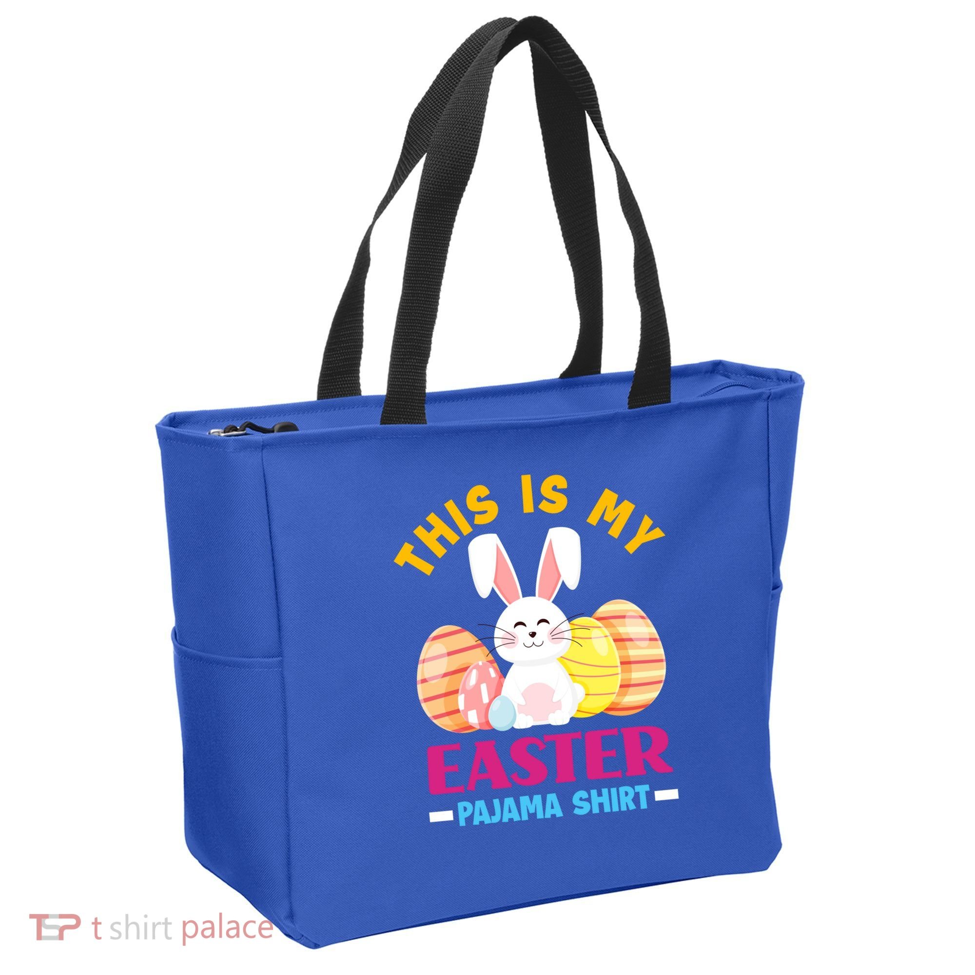 This Is My Easter Pajama Funny Gift Cute Easter Bunny Easter Eggs Gift Tote Bag