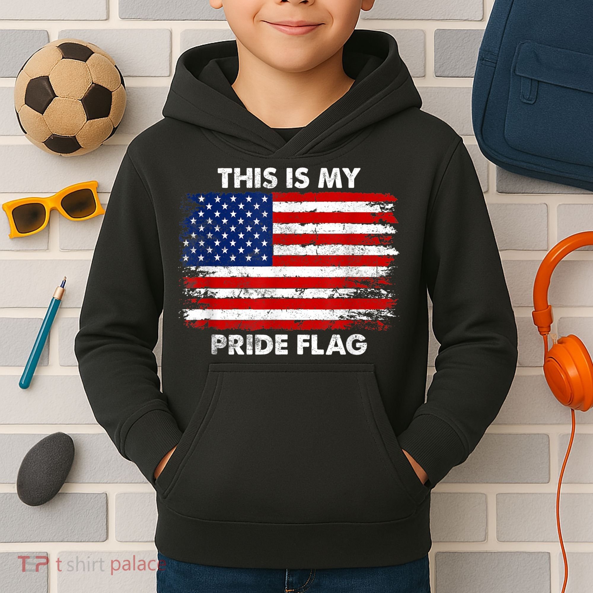 This Is My Pride Flag USA American Kids Hoodie