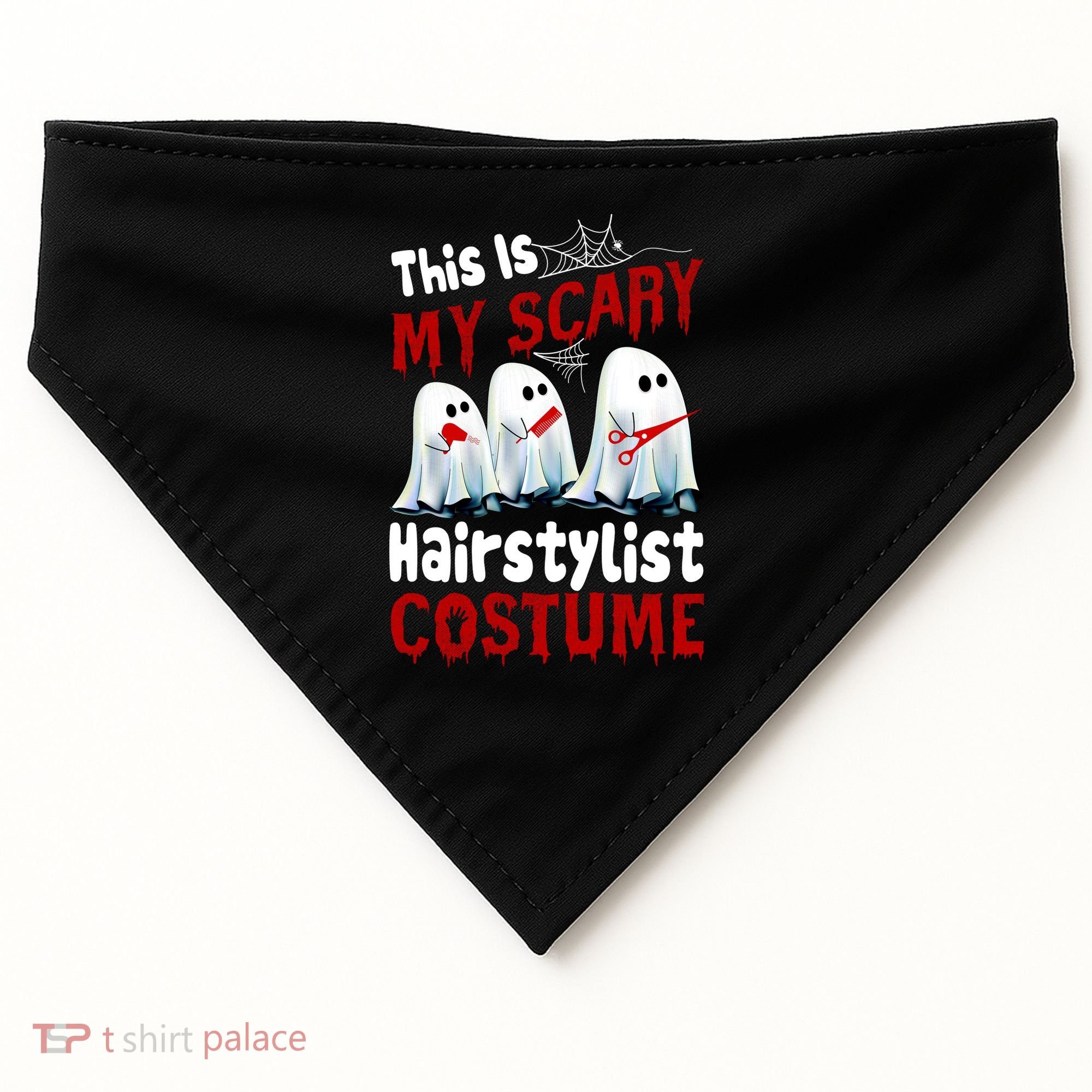 This Is My Scary Hairstylist Costume Funny Halloween Ghosts USA-Made Doggie Bandana