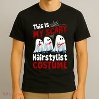 This Is My Scary Hairstylist Costume Funny Halloween Ghosts T-Shirt thumb 3