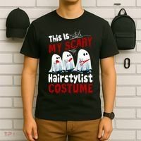 This Is My Scary Hairstylist Costume Funny Halloween Ghosts T-Shirt thumb 6