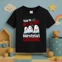 This Is My Scary Hairstylist Costume Funny Halloween Ghosts Toddler T-Shirt thumb 3