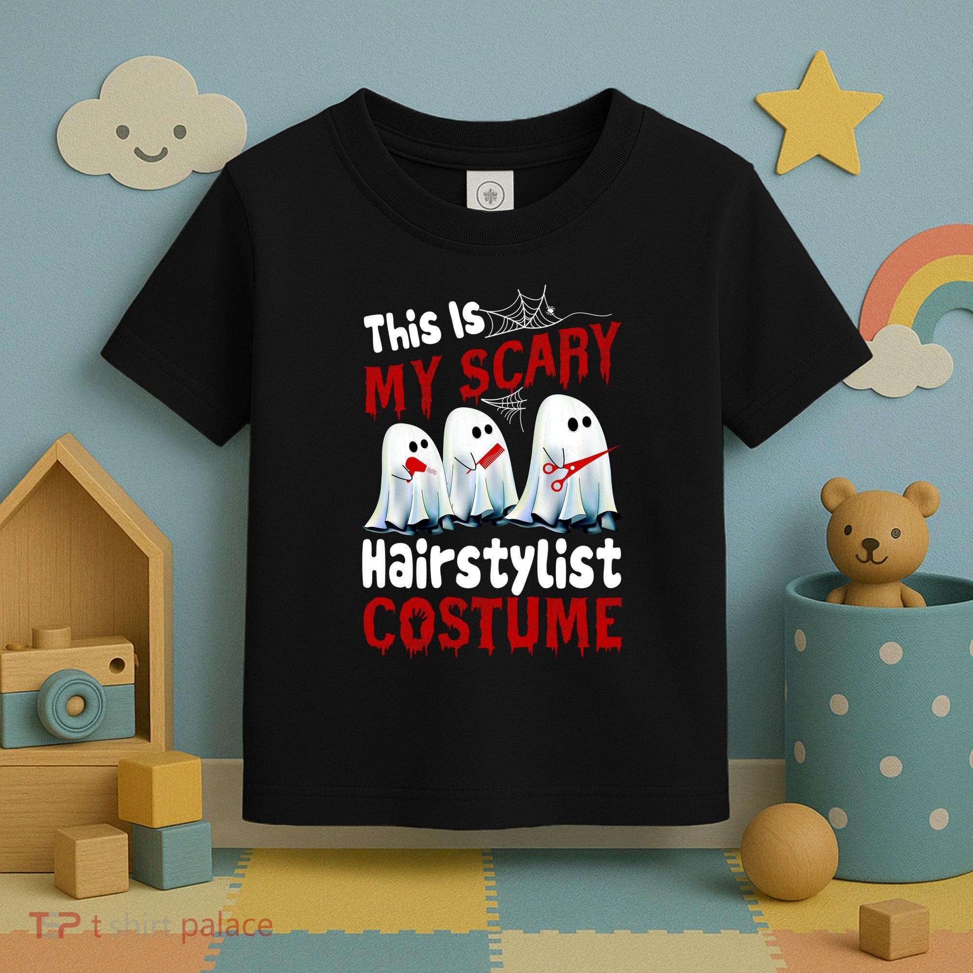 This Is My Scary Hairstylist Costume Funny Halloween Ghosts Toddler T-Shirt