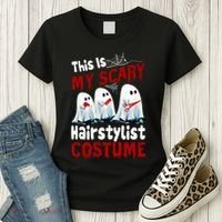 This Is My Scary Hairstylist Costume Funny Halloween Ghosts Women's T-Shirt thumb 3