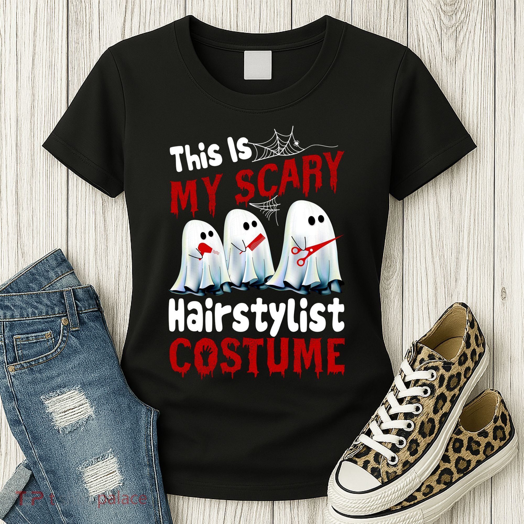This Is My Scary Hairstylist Costume Funny Halloween Ghosts Women's T-Shirt