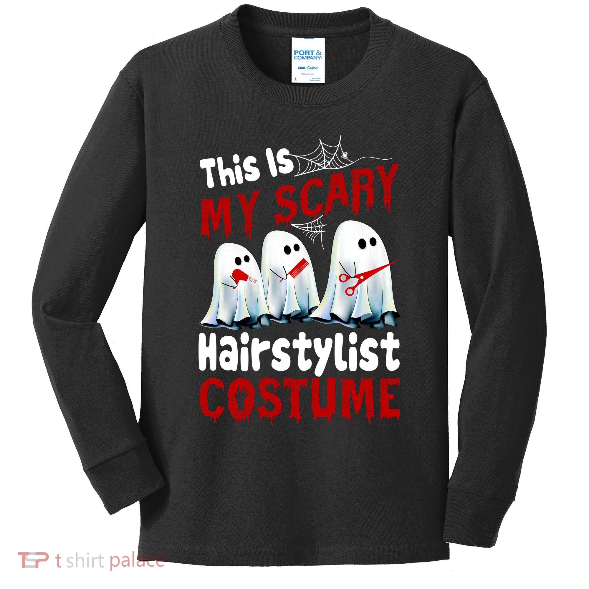 This Is My Scary Hairstylist Costume Funny Halloween Ghosts Kids Long Sleeve Shirt