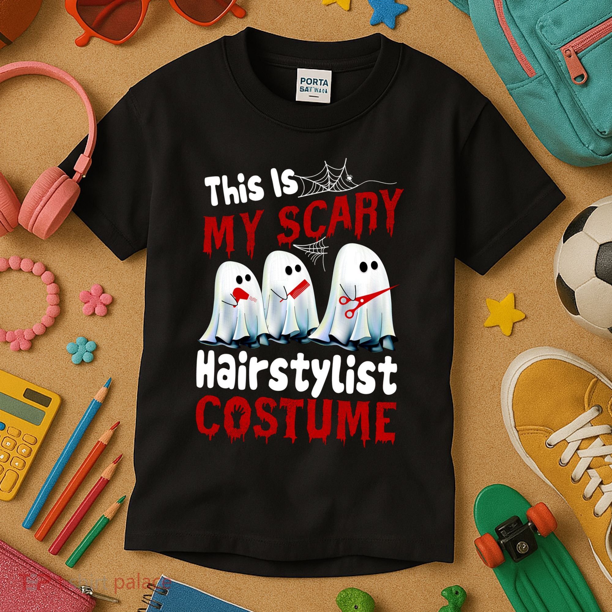 This Is My Scary Hairstylist Costume Funny Halloween Ghosts Kids T-Shirt