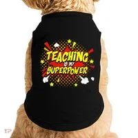 Teaching Is My Superpower Retro Comic Teacher Doggie Tank thumb 0