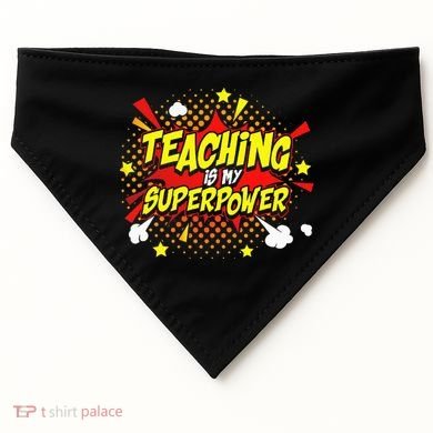 Teaching Is My Superpower Retro Comic Teacher USA-Made Doggie Bandana