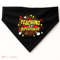 Teaching Is My Superpower Retro Comic Teacher USA-Made Doggie Bandana thumb 0