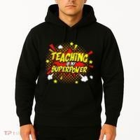 Teaching Is My Superpower Retro Comic Teacher Hoodie thumb 2
