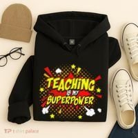 Teaching Is My Superpower Retro Comic Teacher Hoodie thumb 4
