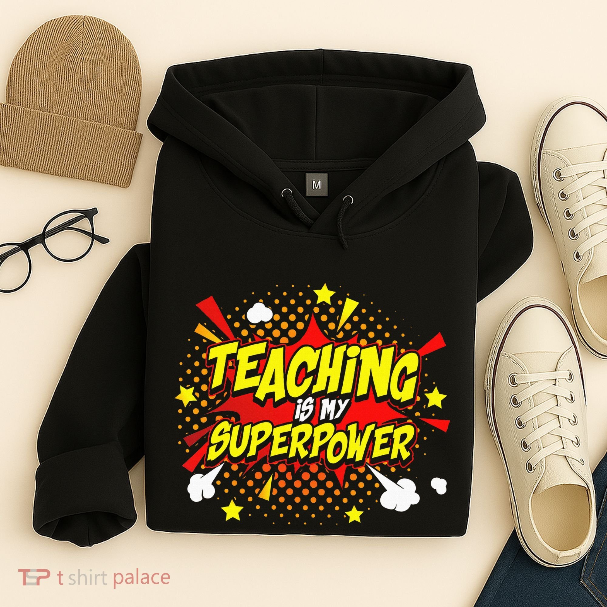 Teaching Is My Superpower Retro Comic Teacher Hoodie