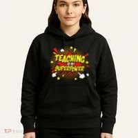 Teaching Is My Superpower Retro Comic Teacher Hoodie thumb 5