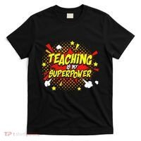Teaching Is My Superpower Retro Comic Teacher T-Shirt thumb 0
