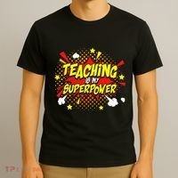 Teaching Is My Superpower Retro Comic Teacher T-Shirt thumb 3