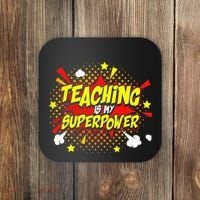 Teaching Is My Superpower Retro Comic Teacher Coaster thumb 0