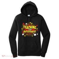 Teaching Is My Superpower Retro Comic Teacher Women's Hoodie thumb 0