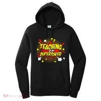 Teaching Is My Superpower Retro Comic Teacher Women's Hoodie thumb 0