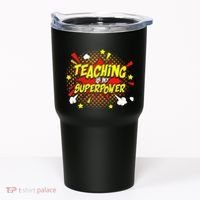 Teaching Is My Superpower Retro Comic Teacher Tumbler thumb 0