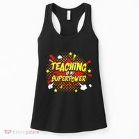 Teaching Is My Superpower Retro Comic Teacher Women's Tank Top thumb 0