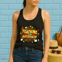 Teaching Is My Superpower Retro Comic Teacher Women's Tank Top thumb 2