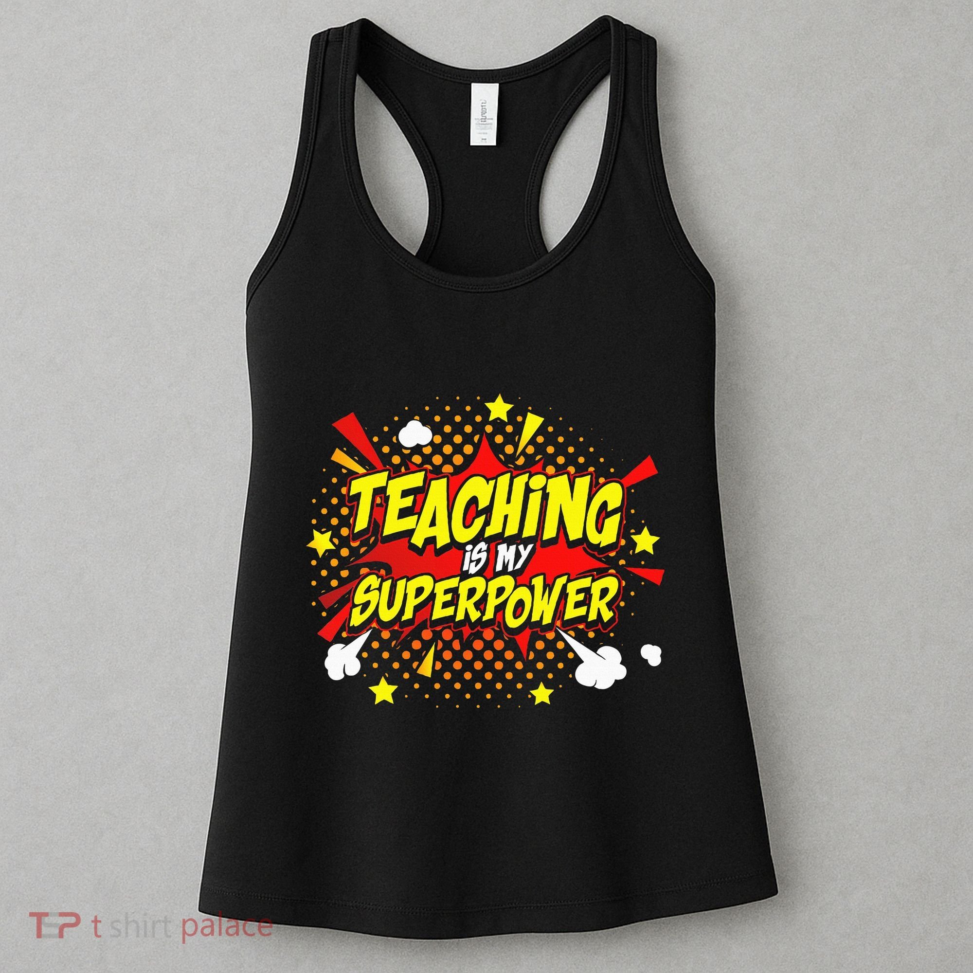 Teaching Is My Superpower Retro Comic Teacher Women's Tank Top