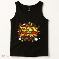 Teaching Is My Superpower Retro Comic Teacher Tank Top thumb 2