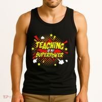Teaching Is My Superpower Retro Comic Teacher Tank Top thumb 3
