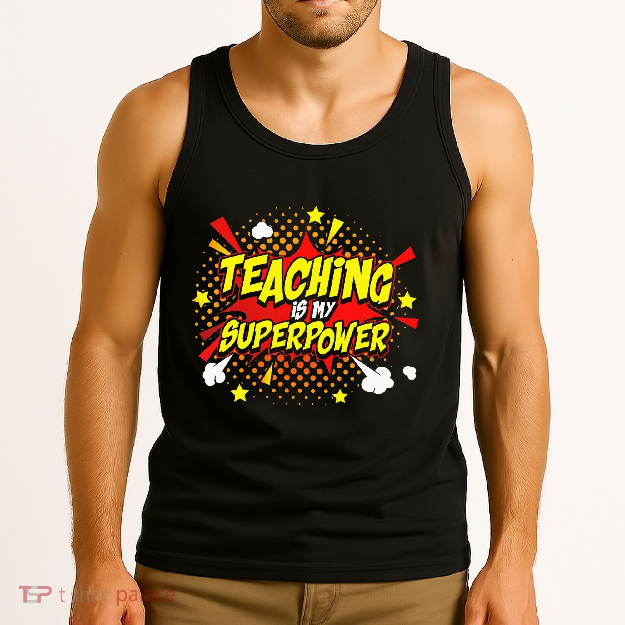 Teaching Is My Superpower Retro Comic Teacher Tank Top