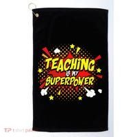 Teaching Is My Superpower Retro Comic Teacher Golf Towel thumb 0