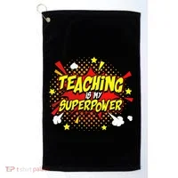 Teaching Is My Superpower Retro Comic Teacher Golf Towel thumb 0