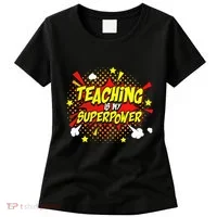 Teaching Is My Superpower Retro Comic Teacher Women's T-Shirt thumb 0