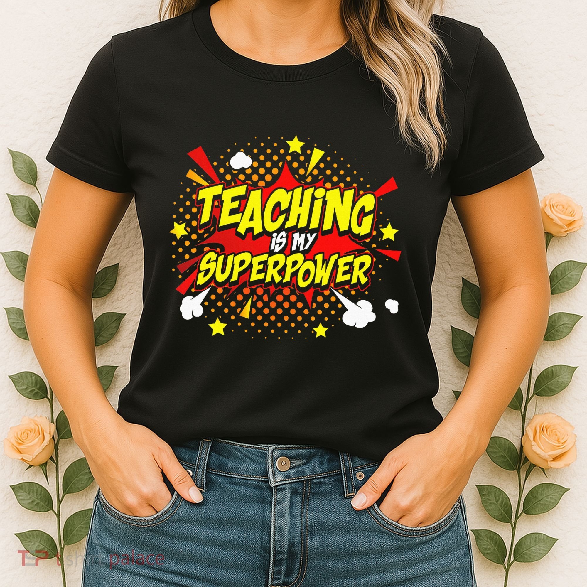 Teaching Is My Superpower Retro Comic Teacher Women's T-Shirt
