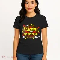 Teaching Is My Superpower Retro Comic Teacher Women's T-Shirt thumb 4